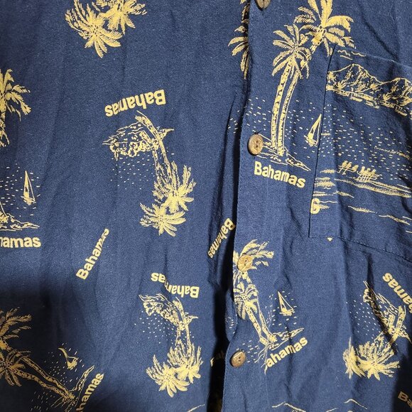 Coj Apparels Hawaiian Shirt Mens Size 1X Bahamas Palm Trees Blue Short Sleeve - Picture 3 of 6